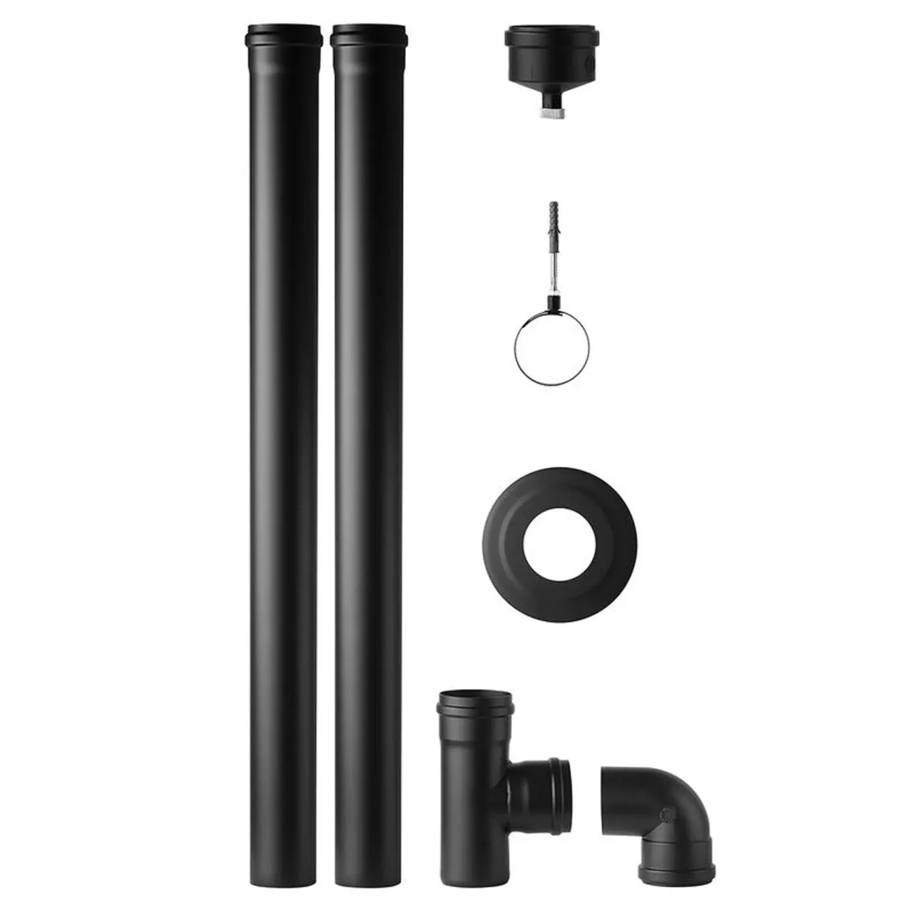 FIREFIX Tubo Per Stufa A Gomito 45° – Diametro 120 Mm, Lamiera D'acciaio Nero, Senza Sportello Pulizia